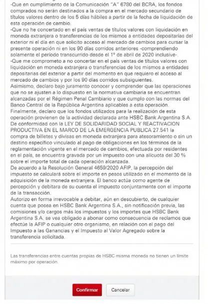 Los compradores de d&oacute;lares deber&aacute;n completar una declaraci&oacute;n jurada