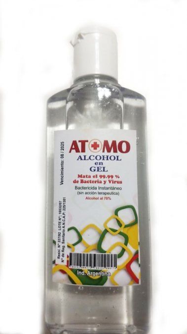 Otro alcohol en gel prohibido por Anmat fue el de marca Atomo