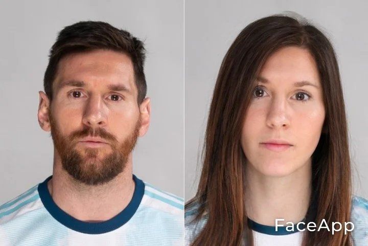 Así se ve Lionel Messi con el cambio de género de FaceApp.