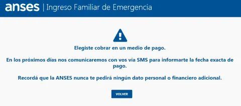 La fecha de pago del bono del Ingreso Familiar de Emergencia se informar&aacute; por mail o SMS
