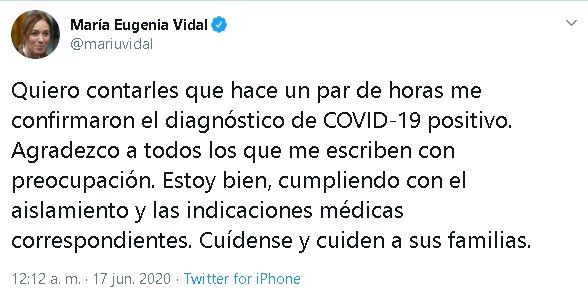 Vidal dio positivo por Covid-19 y gener&oacute; preocupaci&oacute;n en el entorno de Horacio Rodr&iacute;guez Larreta