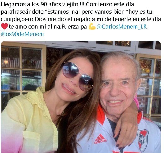 As&iacute; felicitaba al ex presidente Carlos Menem su hija Zulema