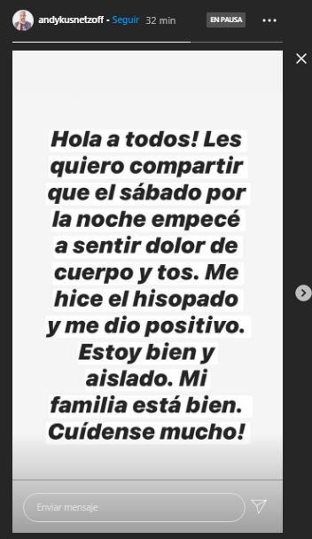 Historia de Instagram de Andy Kusnetzoff.