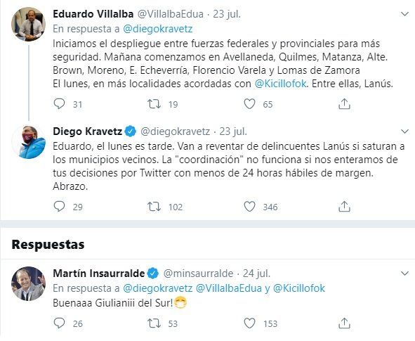 El cruce por Twitter entre Mart&iacute;n Insaurralde y el jefe de Gabinete de Lan&uacute;s.