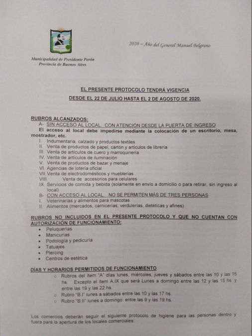 El protocolo para comercios de Guernica del Municipio.