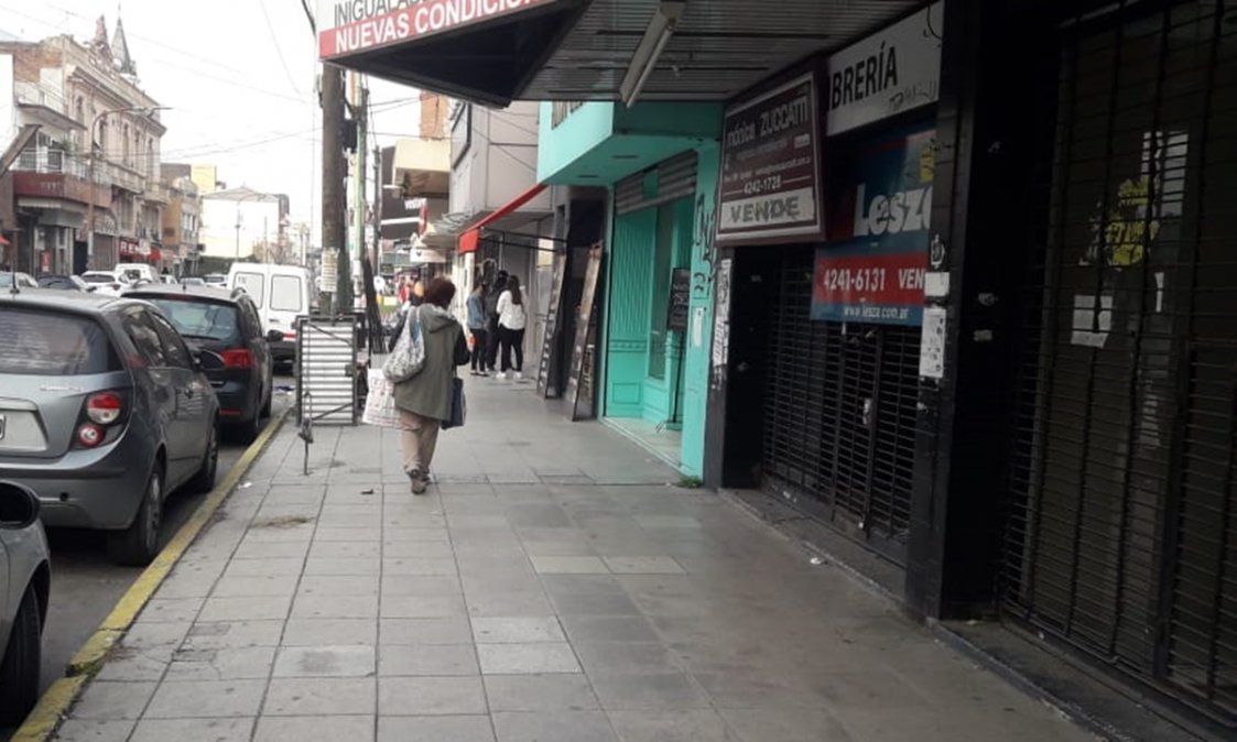 Comercios de Banfield cerrados durante la pandemia.