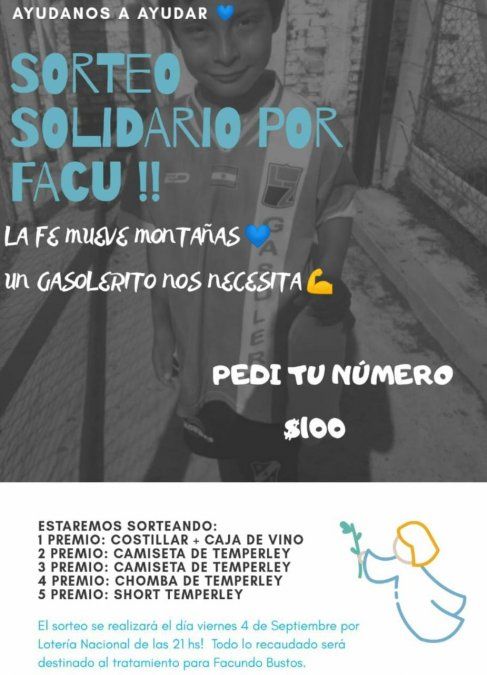 Ayuda para Facundo: Temperley organiza un sorteo para recaudar fondos.