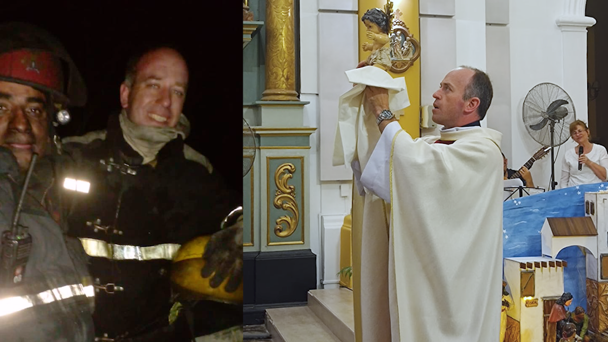 El padre Federico de San Vicente se recibió de bombero voluntario y podrá asistir a emergencias
