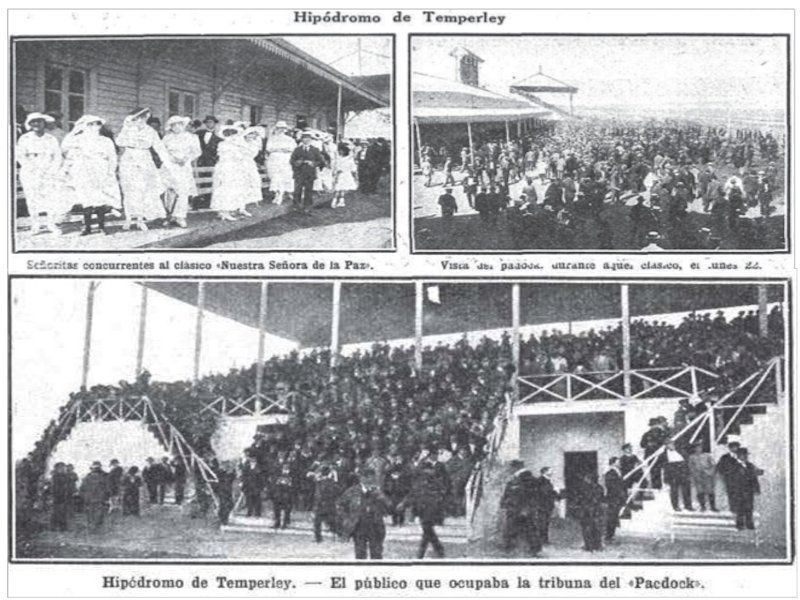 Imágenes del Hipódromo de Temperley que estaba frente al bar de Pasco y Solís, donde hoy funciona la librería Eguiar.