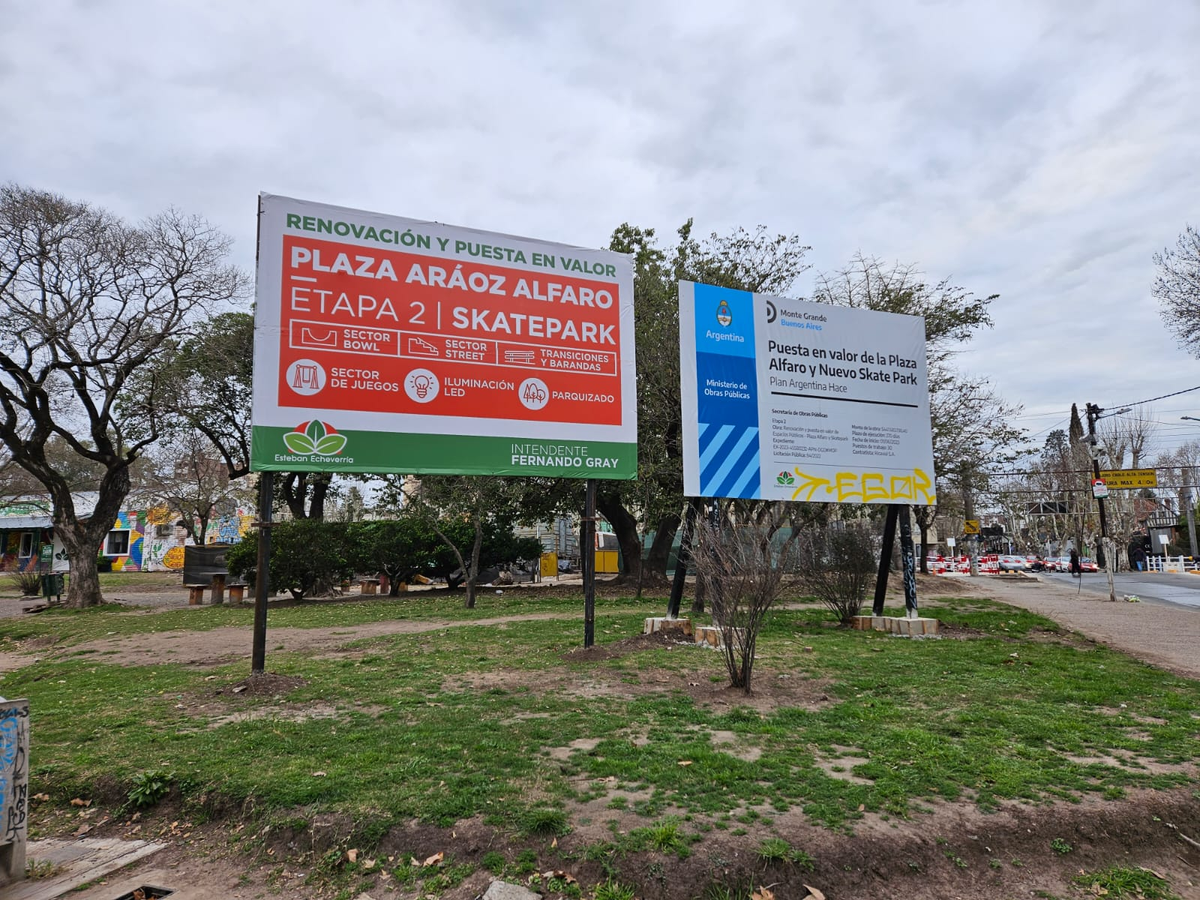 La plaza Aráoz Alfaro de Monte Grande se encuentra en su segunda etapa de renovación. 