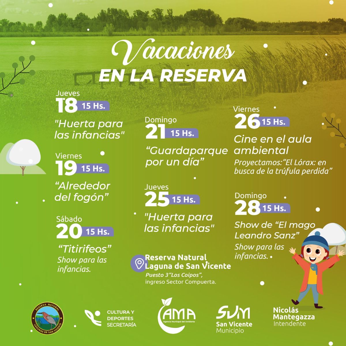 Las propuestas del Municipio de San Vicente en la Reserva de la Laguna.