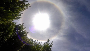 Halo solar en la Zona Sur: el sol envuelto en un arcoíris sorprendió a la gente