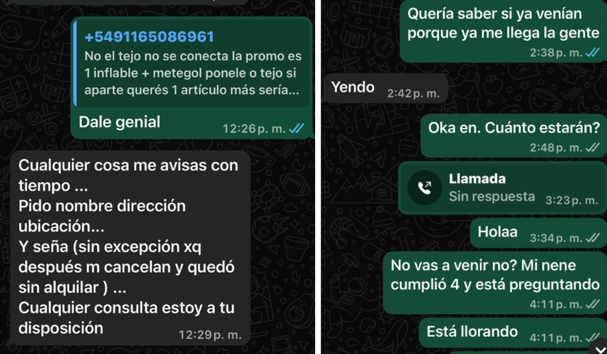 La vecina compartió a El Diario Sur las capturas de pantalla de su conversación con la supuesta estafadora. 