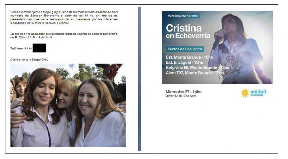 Espionaje. La AFI siguió de cerca la llegada de CFK a Canning, durante la campaña electoral de 2017.