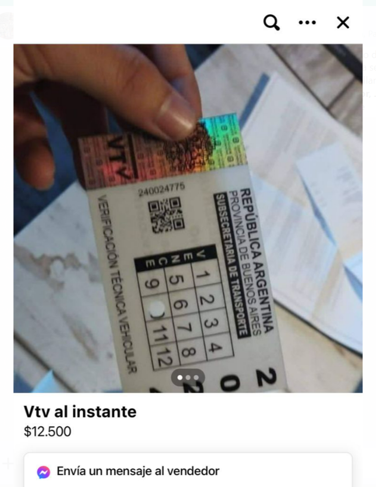 Así se vendían las obleas truchas de la VTV en Facebook.  