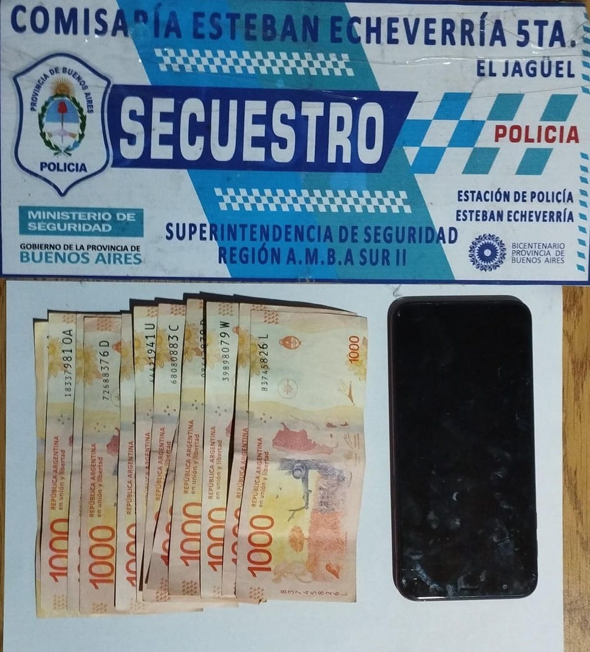 Los elementos incautados en El Jagüel.
