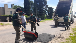 bacheo en canning: repararon una esquina clave para el transito local