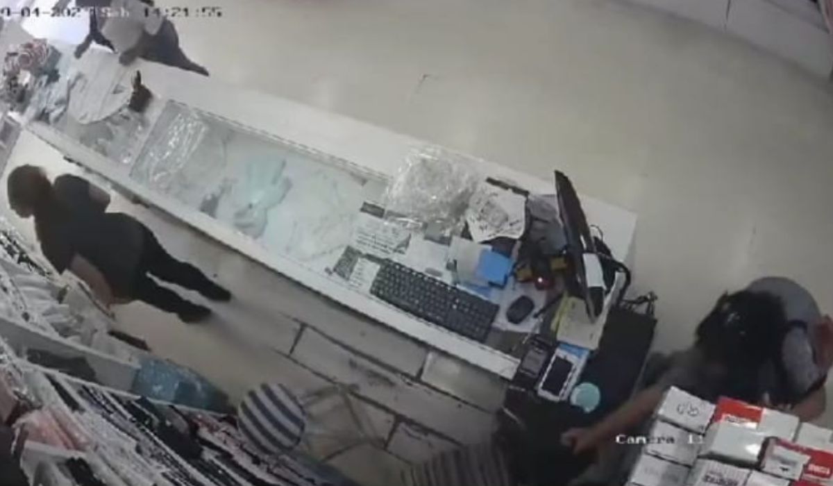 El momento del robo quedó registrado por las cámaras de seguridad del local de Monte Grande.