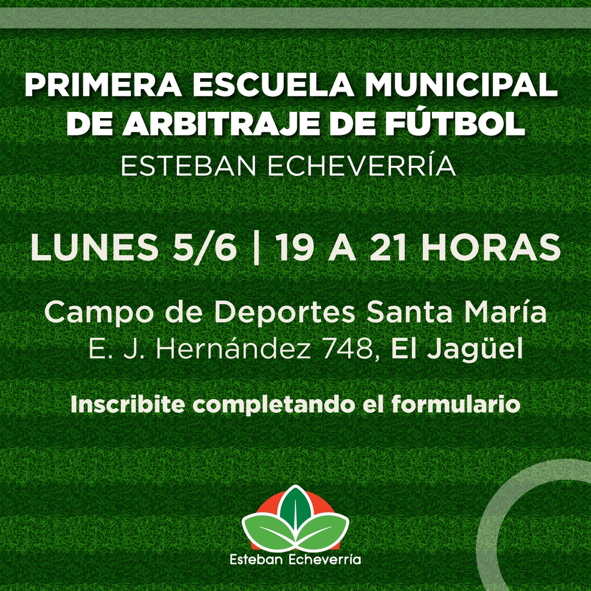 La Escuela Municipal se realizará en el Campo de Deportes Santa María, en El Jagüel, Esteban Echeverría.