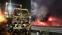 lomas de zamora: un camion se incendio mientras circulaba por camino negro