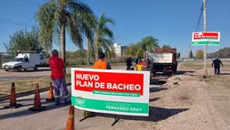 canning: iniciaron obras de bacheo con concreto asfaltico