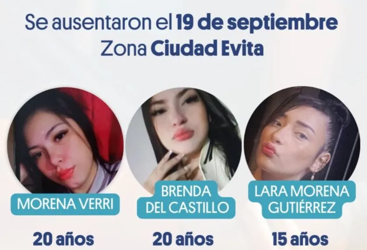 Las tres chicas desaparecidas en Ciudad Evita.