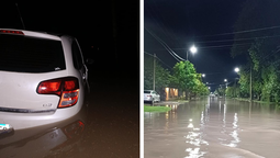 inundaciones en toda la region por el temporal: calles de bote a bote, zonas sin luz y destrozos