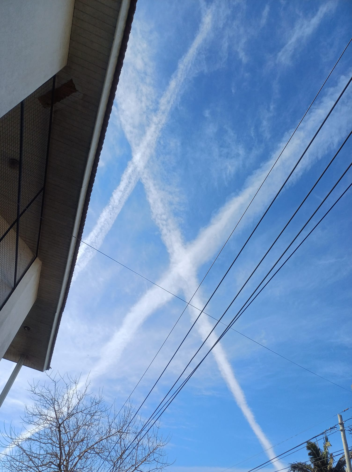 Así se vieron las estelas en el cielo de Luis Guillón, Esteban Echeverría (Foto: Leonardo C. Menendez). 
