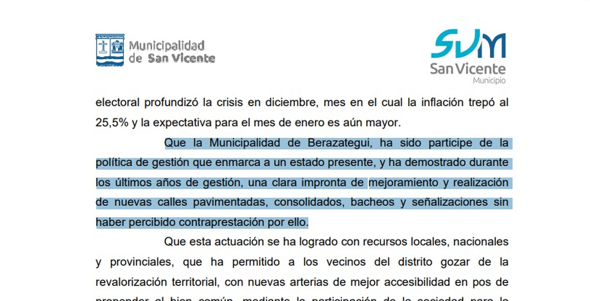 El error en la ordenanza que nombra al Municipio de Berazategui.