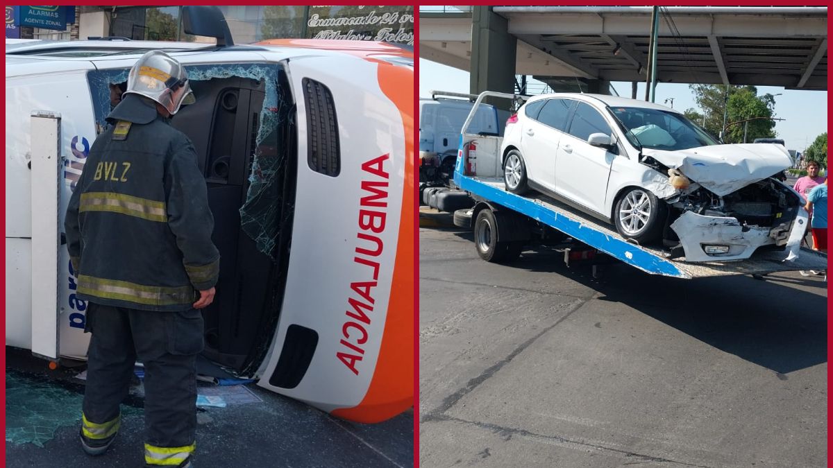 Impactante choque entre una ambulancia y un auto en Temperley hubo 3 heridos
