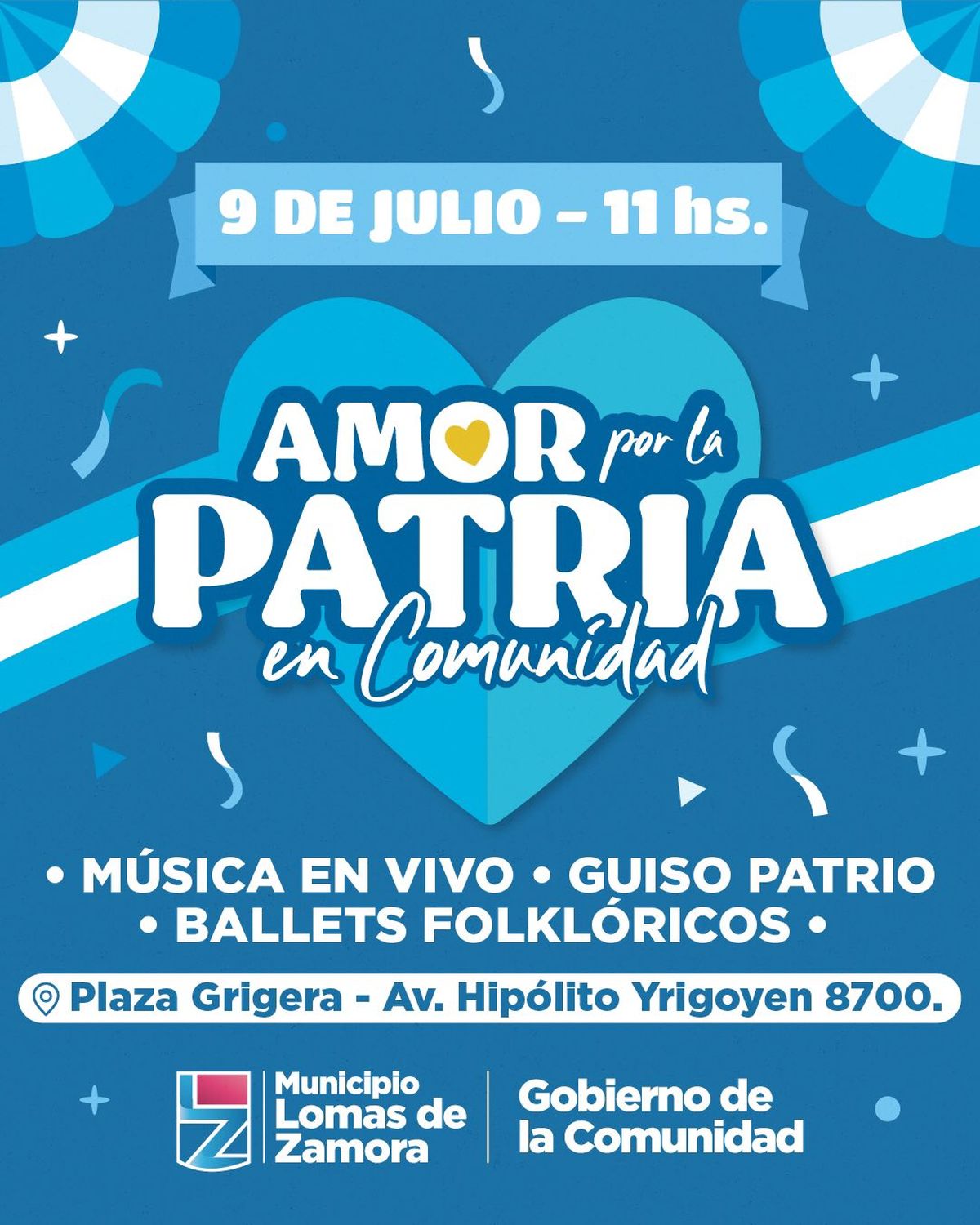 El festejo que se realizará en la Plaza Grigera de Lomas por el 9 de Julio. 