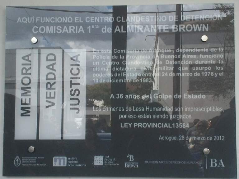 La Comisaría 1° de Adrogué fue un Centro Clandestino de Detención durante la dictadura militar.