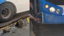 monte grande: un colectivo choco contra un bolardo frente a la plaza mitre