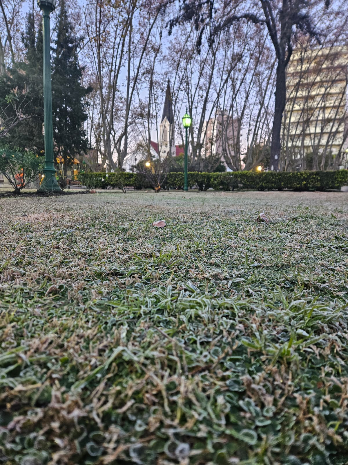 La plaza Mitre de Monte Grande esta mañana.