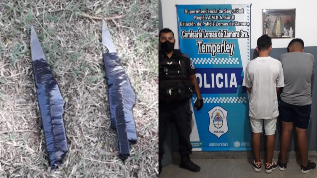 Les incautaron cuchillos en el Parque Finky y ambos fueron llevados a la Comisar&iacute;a de Temperley.