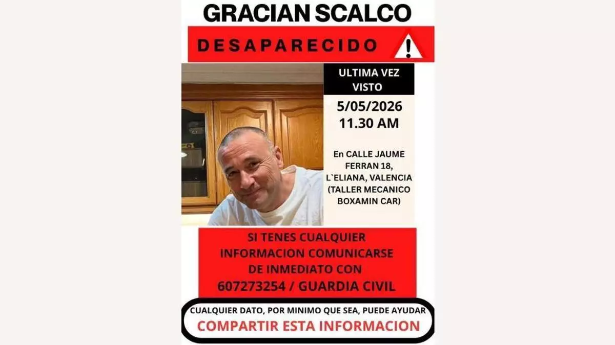 El cartel de búsqueda de Gracian Scalco en España.