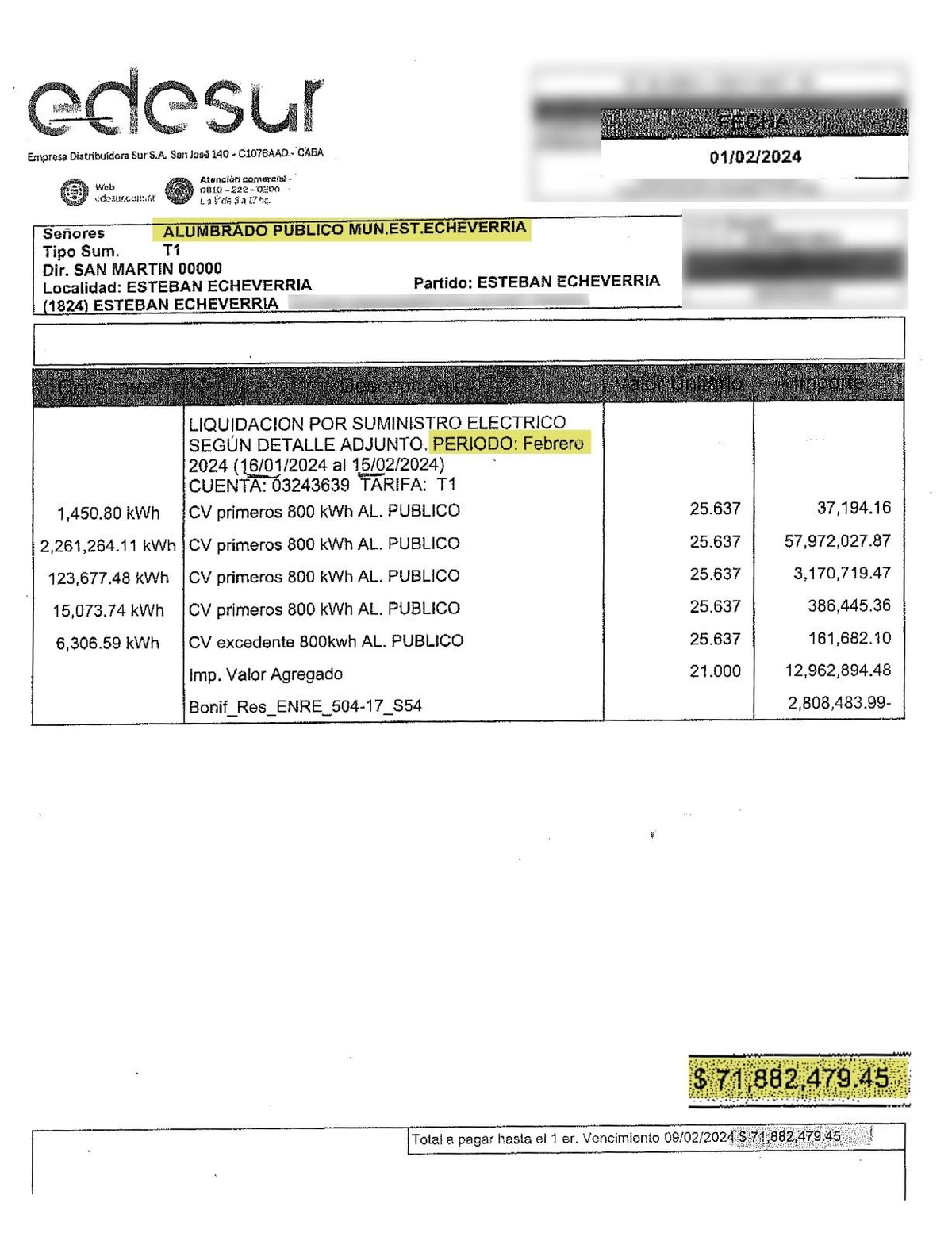 En febrero, el Municipio de Esteban Echeverr&iacute;a hab&iacute;a abonado $71 millones.