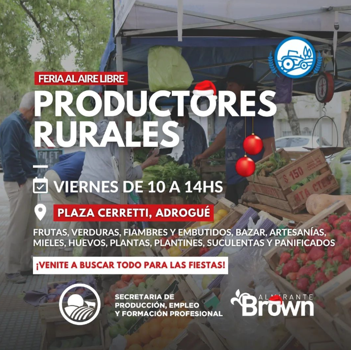 La feria de productores rurales se encuentra en la plaza Cerretti, Adrogué.