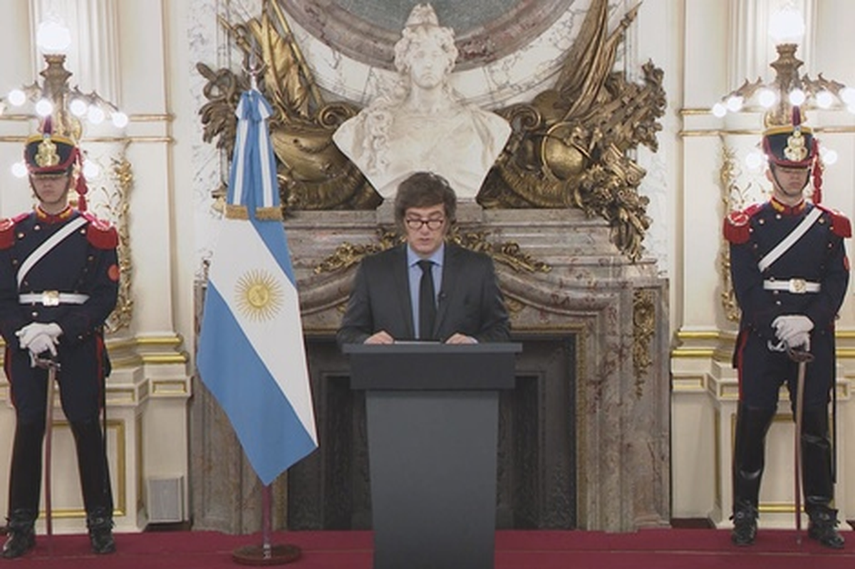 Javier Milei este martes, durante su discurso para presentar el Presupuesto 2026.