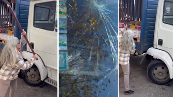 Ataque de furia en zona sur: una mujer atacó a un camión con un fierro