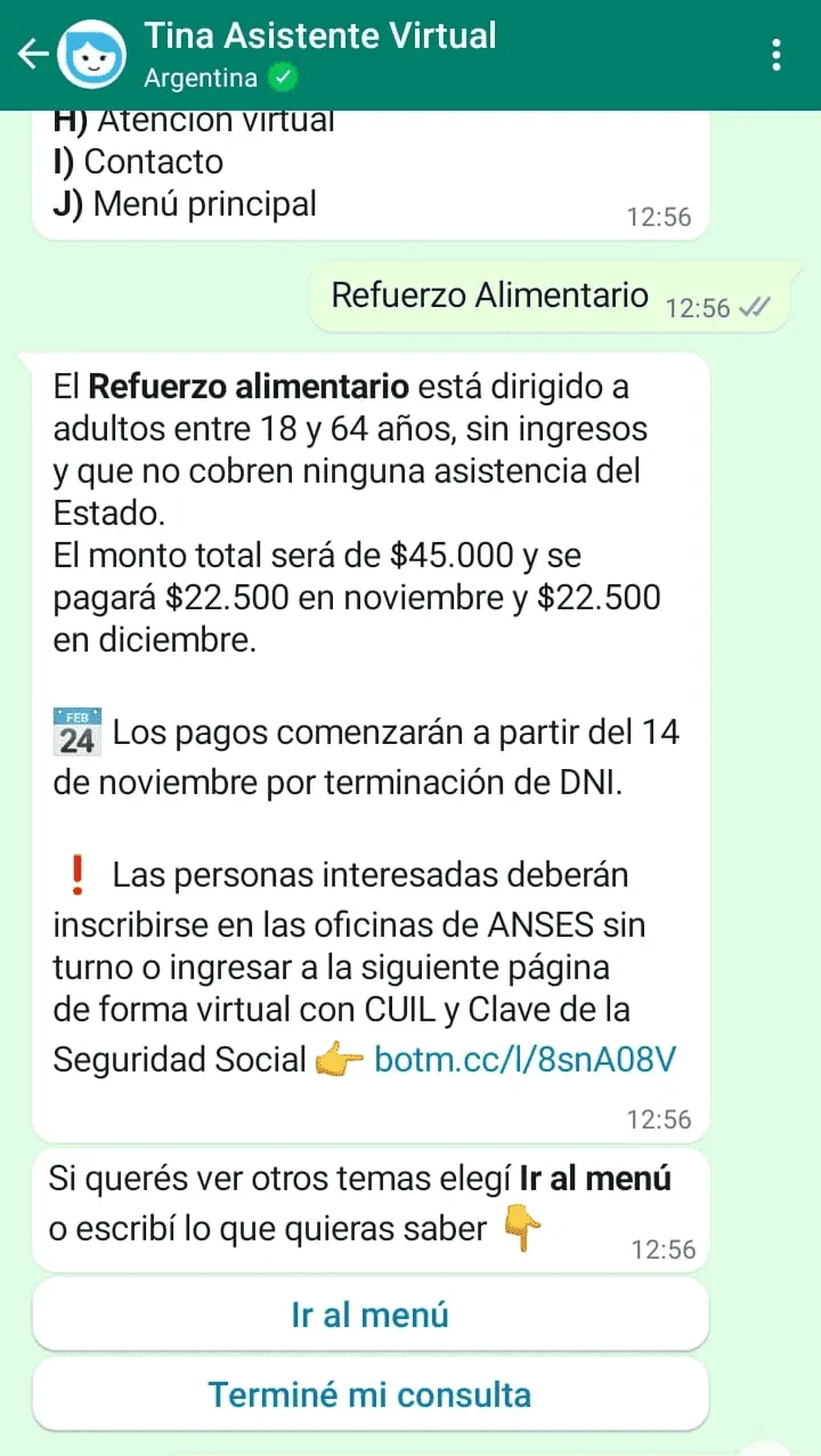 Cómo realizar la inscripción del bono de Anses por WhatsApp