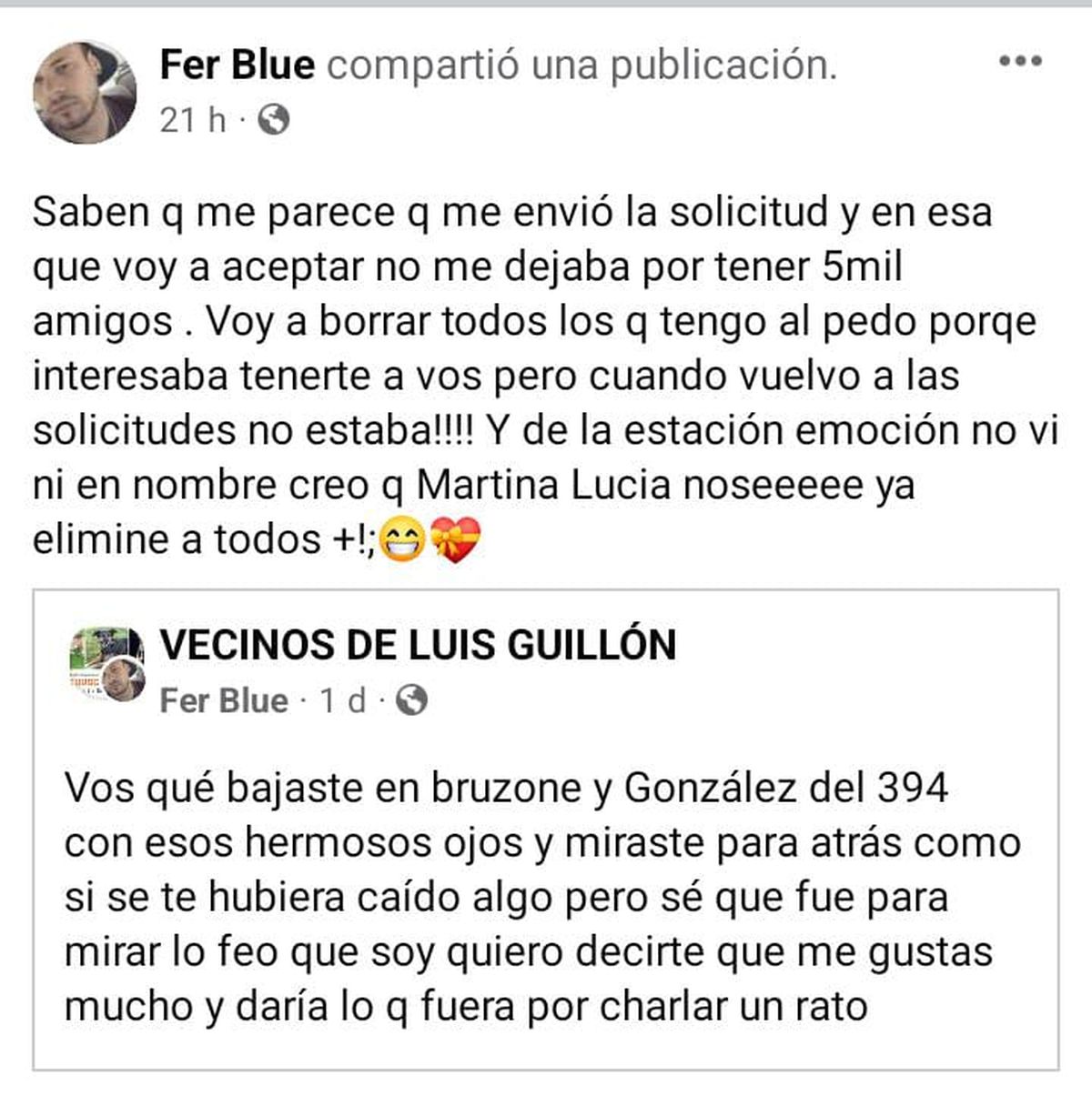 El joven de Luis Guillón inició la búsqueda de la chica del colectivo a través de redes sociales.