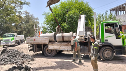 esteban echeverria: realizan obra de drenaje pluvial en 9 de abril