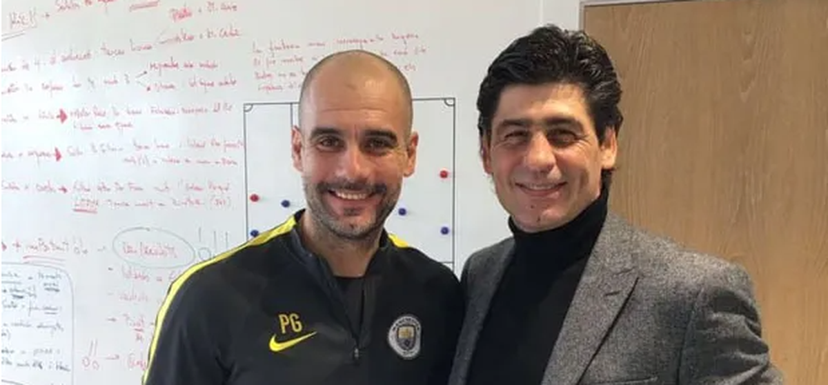 Con “Pep” Guardiola, el DT del Manchester City.