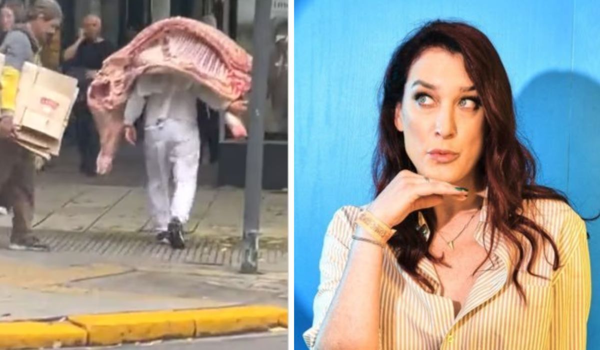 Viral: una comediante venezolana se asombró de cómo un hombre cargaba una media res en Argentina