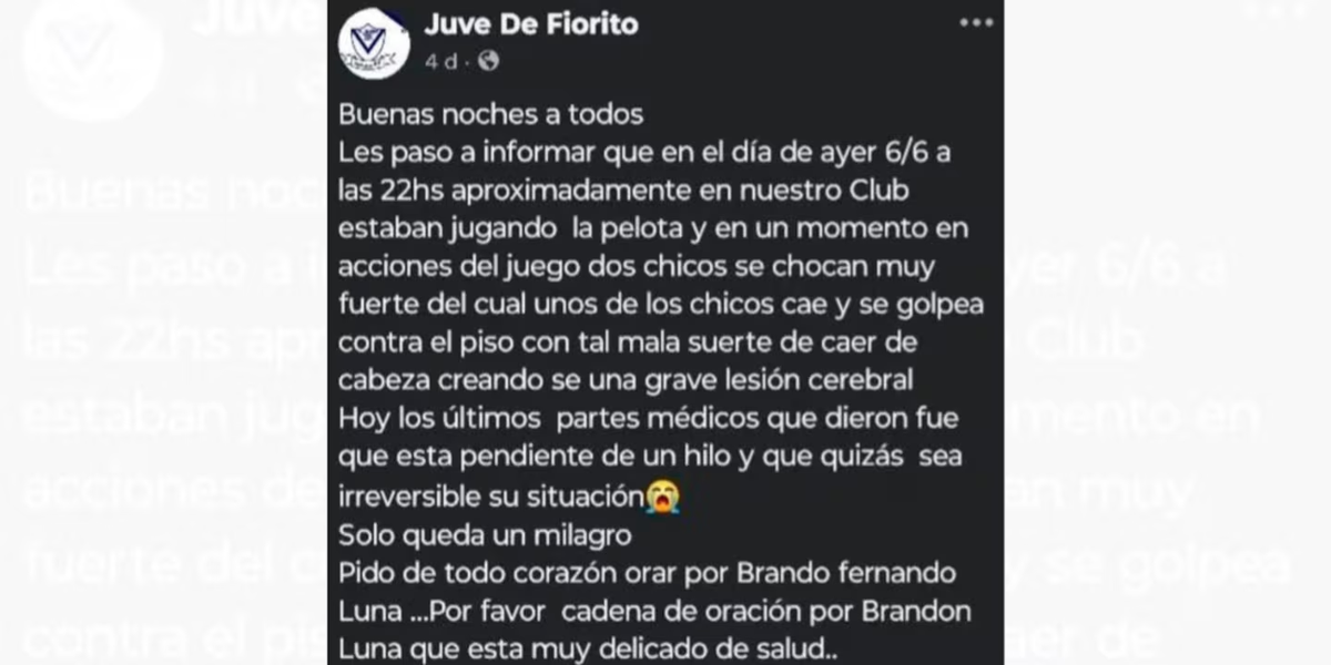 El comunicado del club Juventud Unida de Fiorito sobre lo que sucedió. 