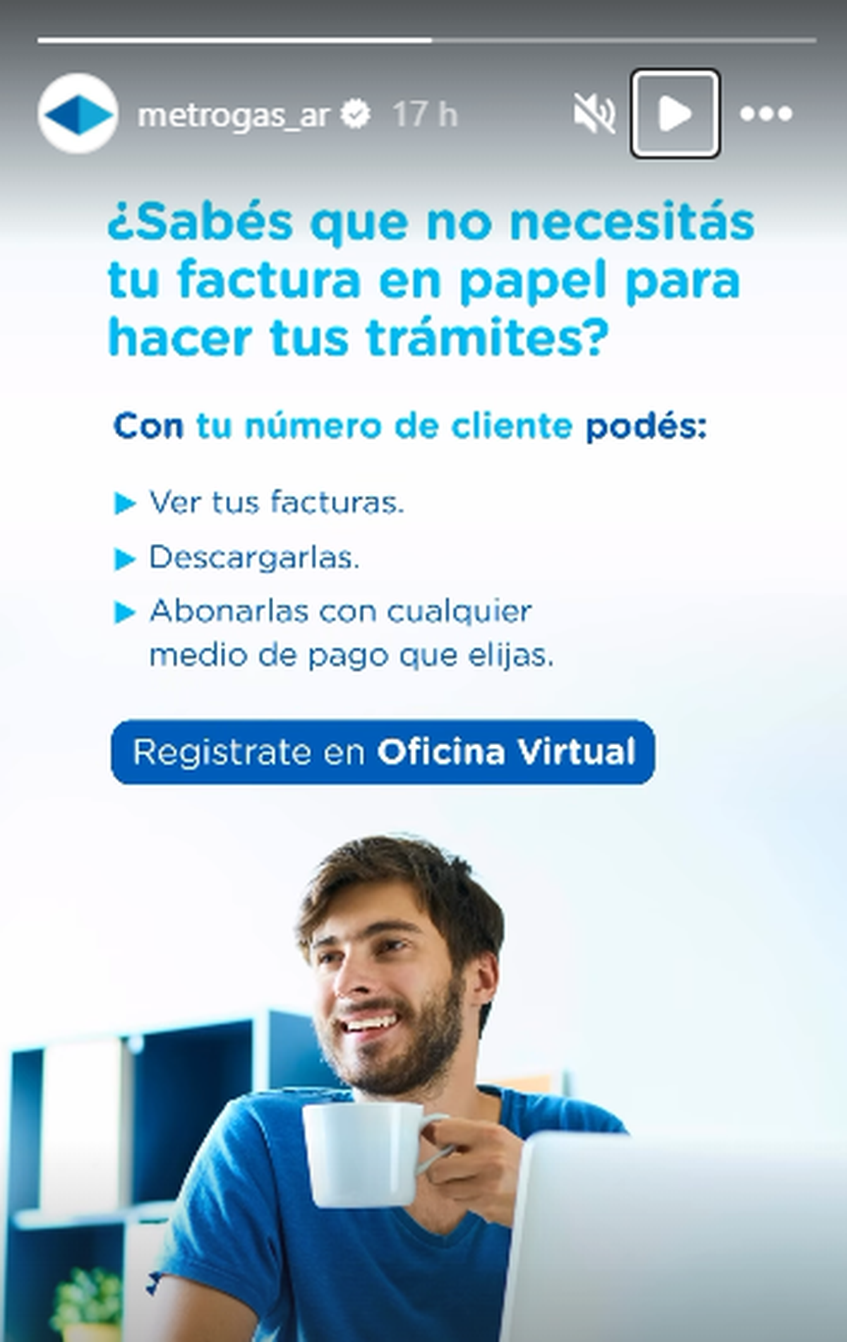 Mensaje difundido por la cuenta oficial de MetroGas.