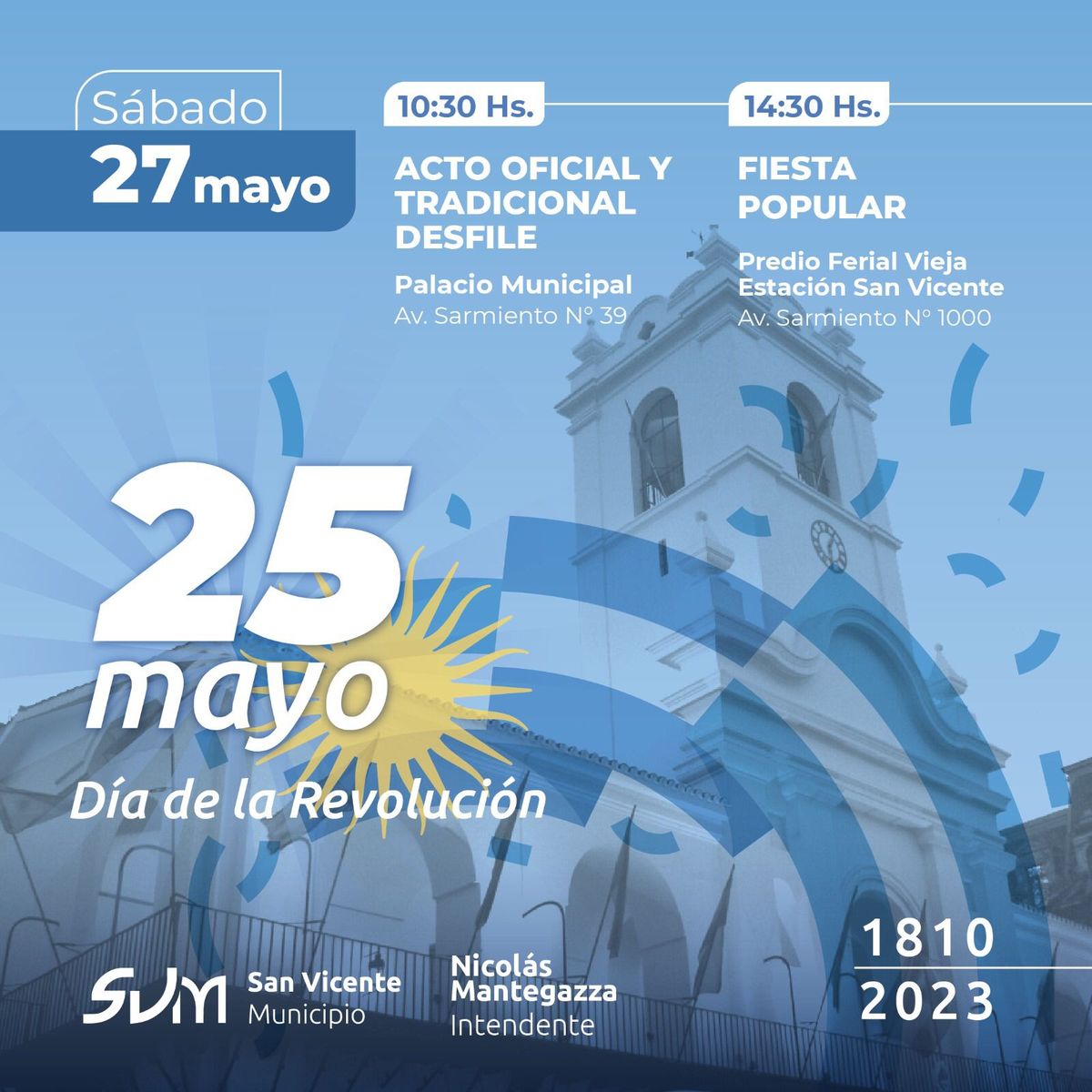 Las actividades por el 25 de Mayo se realizarán el sábado 27.
