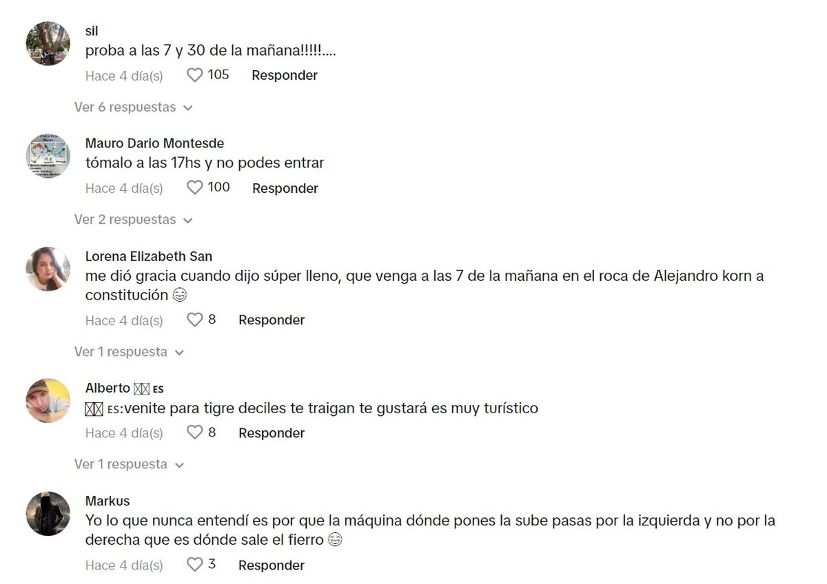 Los pasajeros llenaron el video de comentarios invitándolo a viajar en hora pico para conocer el tren realmente lleno.