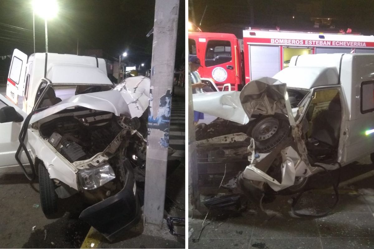 Una camioneta chocó contra un poste en Monte Grande: un herido grave